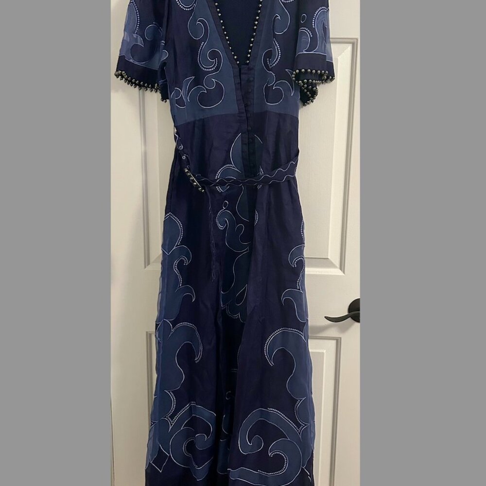 Karen Millen  Baroque Applique Linen Organdie Woven Maxi Dress - Picture 5 of 5
